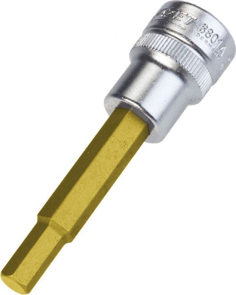 Hazet Schroevendraaier-dopsleutelbit - Vierkant hol 10 mm (3/8 inch) - Binnenzeskant-profiel - Sleutelwijdte: 1/4 - Totale lengte: 70 mm - 8801A-1/4