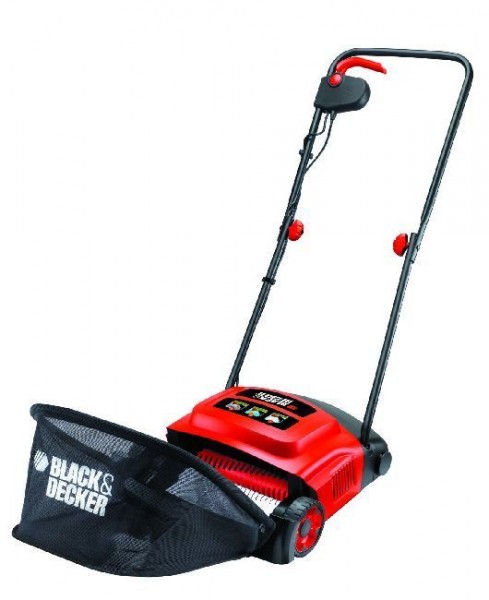 Black & Decker Elektro Rasenlüfter GD300 3in1 Lüften, Rechen, Kehren + Auffangbox