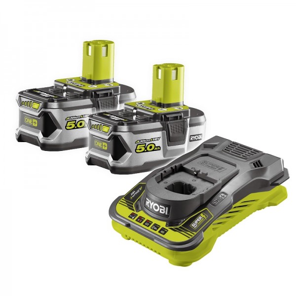 Ryobi Caricabatterie Super-Rapido e batterie 2x18V/5,0Ah Lithium - RC18150-250