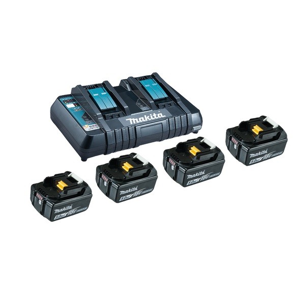 Makita Power Source Kit Li 18,0V 5Ah inkl. Doppelladegerät & 4 Akkus im Karton - 199483-0