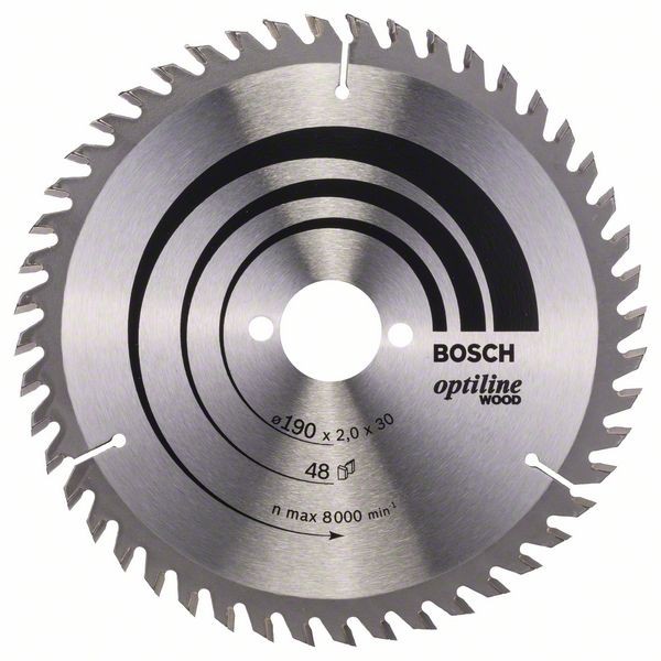 Bosch Professional Kreissägeblatt Optiline Wood für Handkreissägen, 190 x 30 x 2,0 mm, 48
