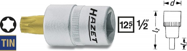 Hazet Schraubendreher-Steckschlüsseleinsatz TORX - Vierkant hohl 12,5 mm (1/2 Zoll) - Innen TORX Profil - Schlüsselweite: T 40 - Gesamtlänge: 55 mm - 992-T40