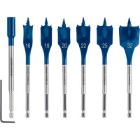 Bosch Professional EXPERT SelfCut Speed Flachfräsbohrer-Set, 16/18/20/22/25/32 mm, 7-tlg., für Dreh- und Schlagbohrer - 2608900334