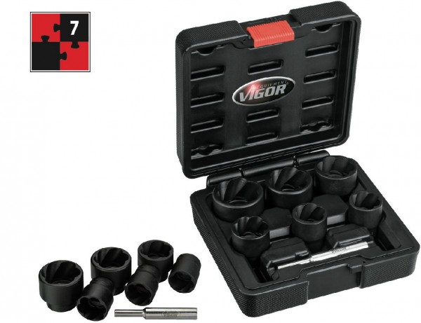 Vigor Assortiment spiraalgroefuitdraaier-inzetstukken - V3741