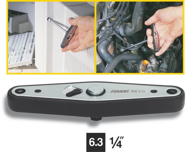 Hazet Knarre mit Quergriff - Vierkant massiv 6,3 mm (1/4 Zoll) - Gesamtlänge: 100 mm - 863Q