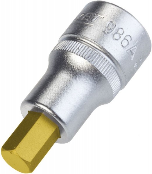 Hazet Schroevendraaier-dopsleutelbit - Vierkant hol 12,5 mm (1/2 inch) - Binnenzeskant-profiel - Sleutelwijdte: 3/8 - Totale lengte: 52 mm - 986A-3/8