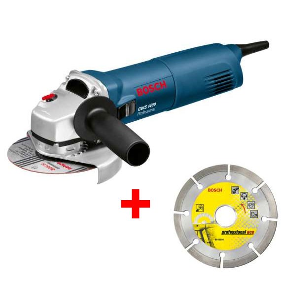 Bosch GWS 1400 Haakse slijpmachine + DIA-doorslijpschijf + Opbergkoffer - 0601824900