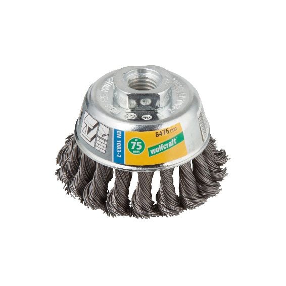 Wolfcraft spazzola a treccia,a tazza, gambo 6 mm, nel display box