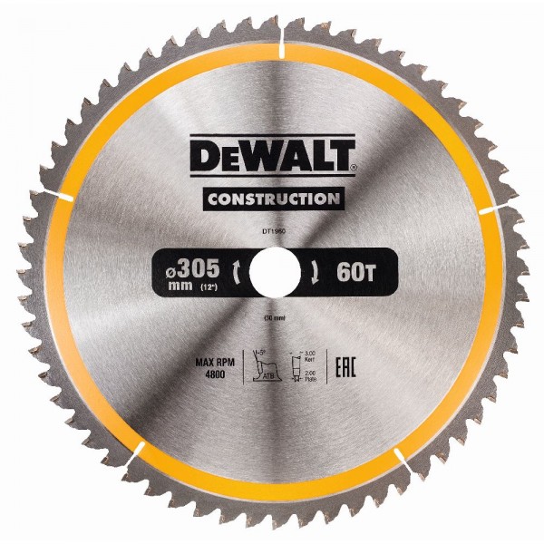 DeWALT Lama per sega circolare, 305/30 mm, 60 denti - DT1960-QZ