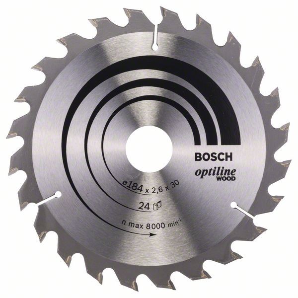 Bosch Professional Kreissägeblatt Optiline Wood für Handkreissägen, 184 x 30 x 2,6 mm, 24