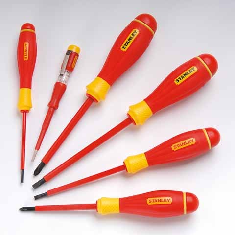 Stanley FatMax Schraubendreher Set 6-teilig (Schlitz isoliert/ Phillips isoliert/ Tester)