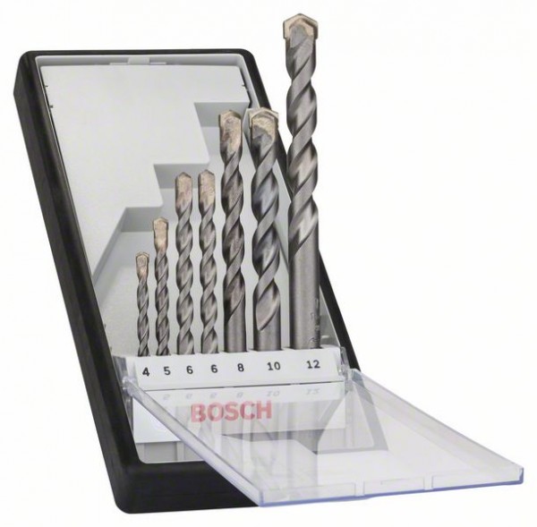 Bosch Professional Betonbohrer-Robust Line-Set CYL-3, Silver Percussion, 7-teilig, 4 - 12 mm
