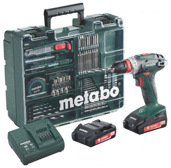 Metabo Akku Bohrschrauber 18 Volt BS 18 Quick Set 2 Li-Power Akkupacks (18 V/2,0 Ah)