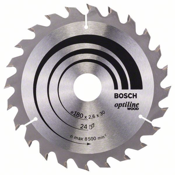 Bosch Professional Kreissägeblatt Optiline Wood für Handkreissägen, 180 x 30/20 x 2,6 mm, 24