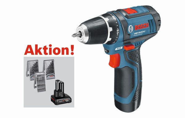 Bosch Professional Akku-Bohrschrauber GSR 12V-15, in Tasche mit Zubehör - 0615990G6L
