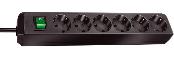 Brennenstuhl Steckdosenleiste Eco-Line mit Schalter 6-fach schwarz 1,5m