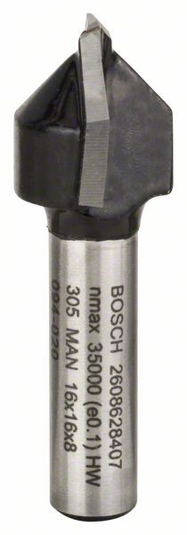 Bosch Frese per scanalature a V 8 mm, D1 16 mm, L 16 mm, G 45 mm, 90°