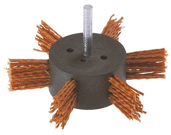 Wolfcraft spazzola a ventaglio in nylon, gambo 6 mm, rosso = aggressivo