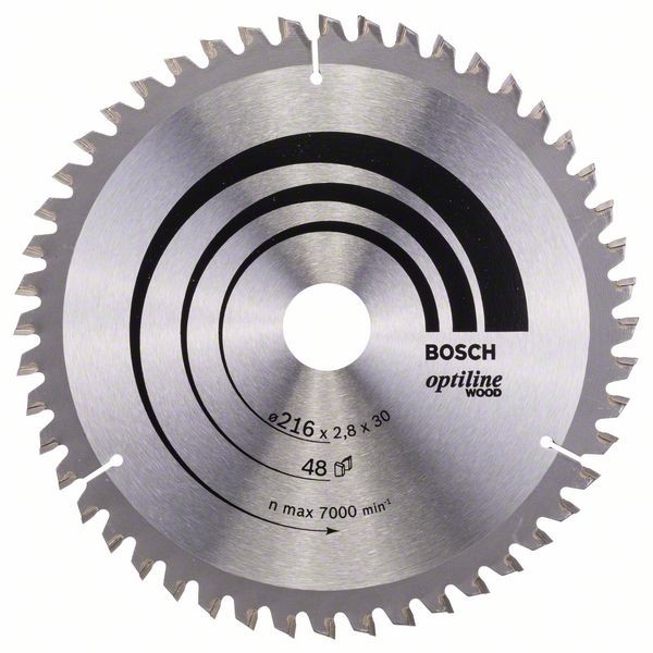 Bosch Professional Kreissägeblatt Optiline Wood für Kapp- und Gehrungssägen, 216 x 30 x 2,8 mm, 48