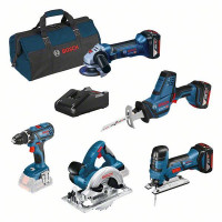 Bosch Professional Kombi-Set, mit 3 Akkus, Schnellladegerät und Werkzeugtasche - 0615990L59