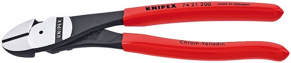 Knipex Kracht-zijsnijtang zwart geatramenteerd gepolijst met kunststof bekleed 200 mm - 74 21 200 SB