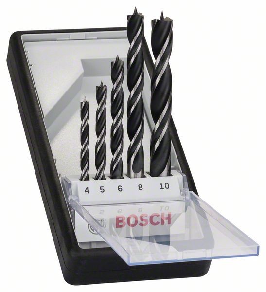Bosch Professional Holzspiralbohrer-Set Robust Line, 5-teilig, 4 - 10 mm
