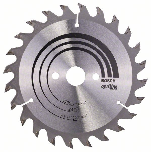 Bosch Professional Kreissägeblatt Optiline Wood für Handkreissägen, 150 x 20/16 x 2,4 mm, 24