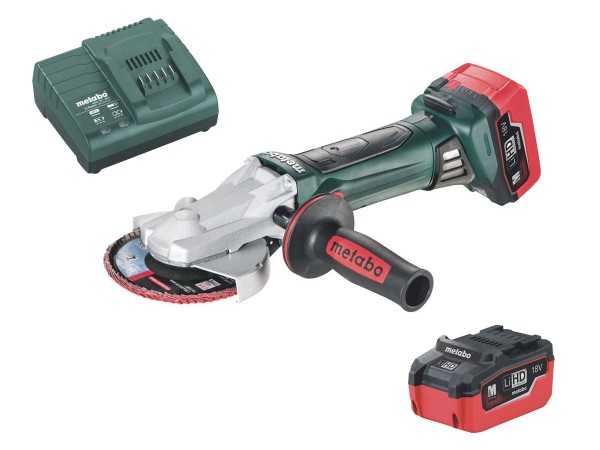 Metabo WF 18 LTX 125 Quick Akku Flachkopfwinkelschleifer 18 V inkl. 2 LiHD 5,5 AH Akkus + Ladegerät