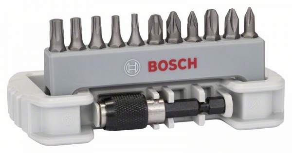 Bosch Schrauberbit-Set Extra-Hart, 11-teilig, PH, PZ, T, 25 mm, Bithalter
