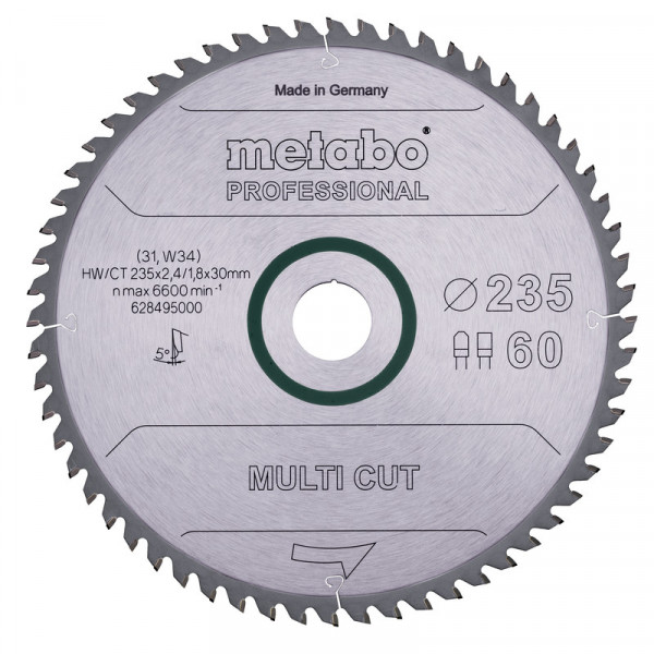 Metabo Sägeblatt "Multi cut - Professional", 235X30, Z60 FZ/TZ 5° - 628495000