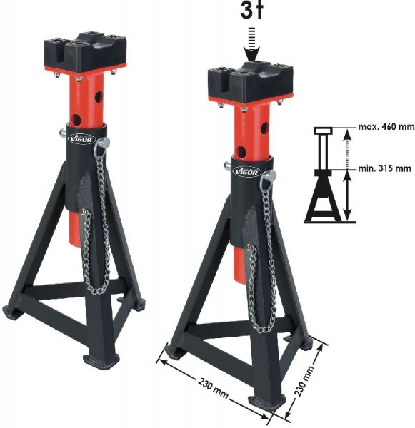 Vigor Cavalletti di sostegno 3 t - V2477