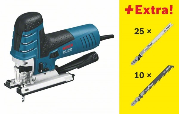 Bosch Seghetto alternativo GST 150 CE Professional, con 35 lame di seghe, L-BOXX - 0601512008