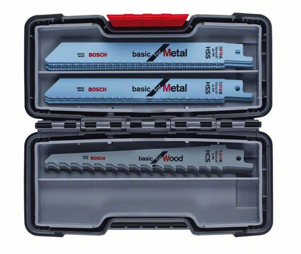 Bosch Professional Sets de hojas de sierra sable Wood and Metal, Tough Box, 15 unidades - 2607010901