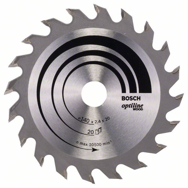 Bosch Professional Kreissägeblatt Optiline Wood für Handkreissägen, 140 x 20/12,7 x 2,4 mm, 20