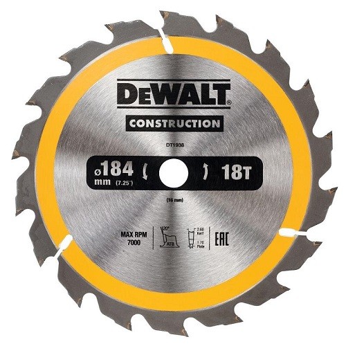 DeWALT Lama per seghe circolari portatili, 184/16 mm, 18 denti - DT1938-QZ