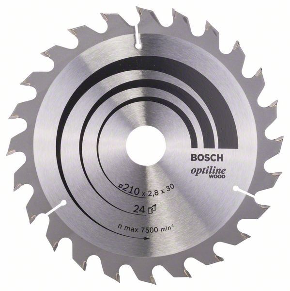 Bosch Professional Kreissägeblatt Optiline Wood für Handkreissägen, 210 x 30 x 2,8 mm, 24