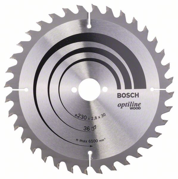 Bosch Professional Kreissägeblatt Optiline Wood für Handkreissägen, 230 x 30 x 2,8 mm, 36