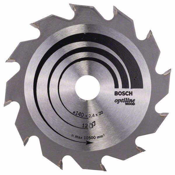 Bosch Professional Kreissägeblatt Optiline Wood für Handkreissägen, 140 x 20/12,7 x 2,4 mm, 12