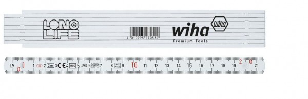 Wiha Mètre pliant Longlife, 2 m, métrique, 10 branches (410 2000) - 27057