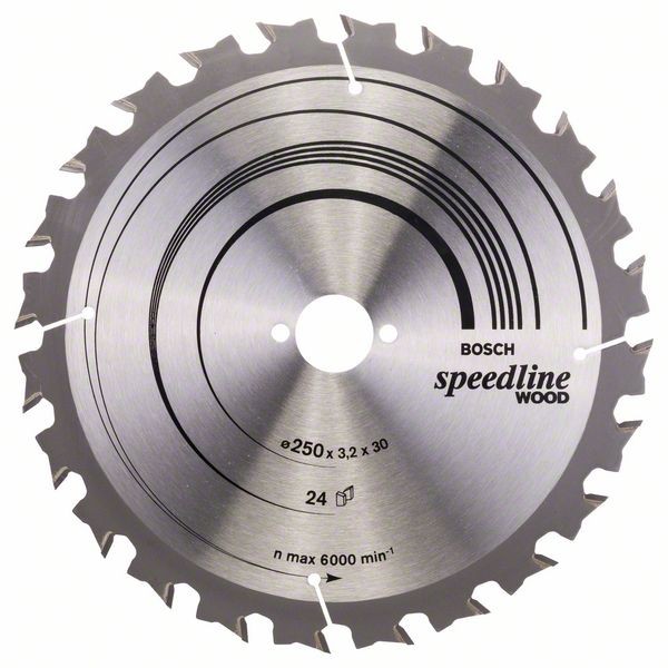 Bosch Professional Kreissägeblatt Speedline Wood, 250 x 30 x 3,2 mm, 24