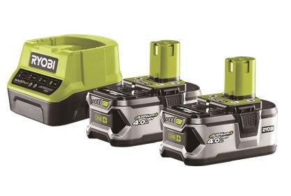 Ryobi 2 x 18 V (4,0 Ah) Lithium+ Batteria + Caricabatterie rapido - RC18120-240