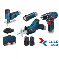 Bosch Professional Juego de herramientas de 4 piezas 12V: GSR + GSA + GST + GLI + 2 x GBA 12V 2.0Ah + GAL - 0615990M06