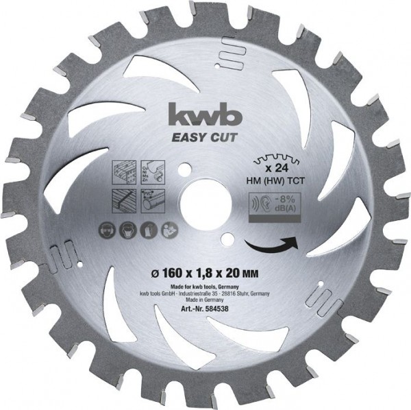 KWB EASY CUT, dun zagend cirkelzaagblad, met hardmetaal versterkt - 584538