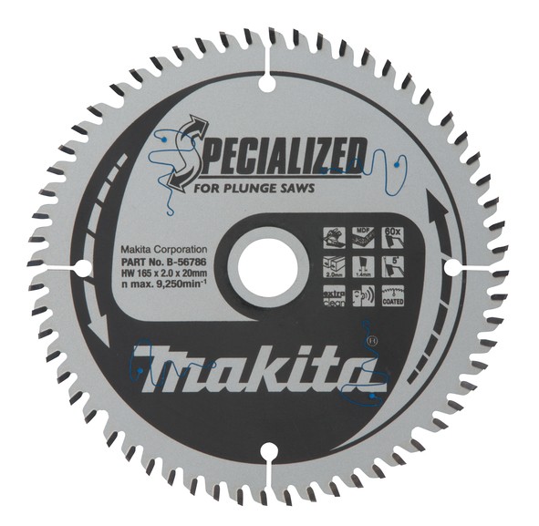 Makita Specialized Zaagblad, 165x20x60T - B-56786