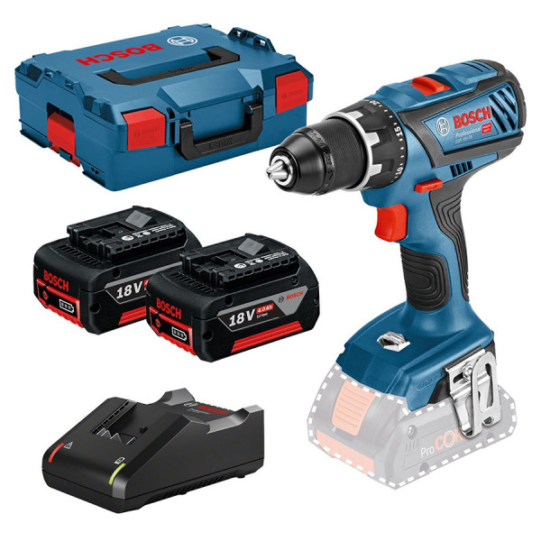 Bosch Professional Akku-Bohrschrauber GSR 18V-28, mit 2 x GBA 18V 4.0 Ah, GAL 18V-40, in L-Boxx 136 - 0615990K3S