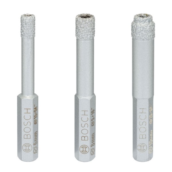 Bosch Forets diamantés à sec Robust Line Easy Dry Best for Ceramic, set de 3 pièces 6 mm, 8 mm, 10 mm