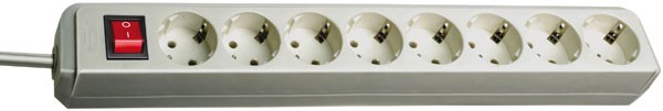 Brennenstuhl Steckdosenleiste Eco-Line mit Schalter 8-fach, lichtgrau 3m