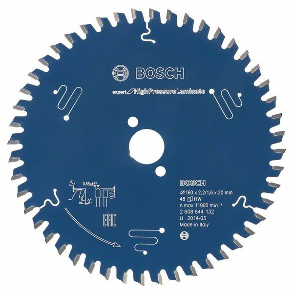 Bosch Kreissägeblatt Expert for High Pressure Laminate, 160 x 20 x 2,2 mm, 48