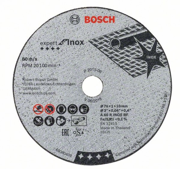Bosch Professional Disco de tronzar Expert for Inox A 60 R INOX BF; 76 mm; 1 mm; 10 mm - 2608601520