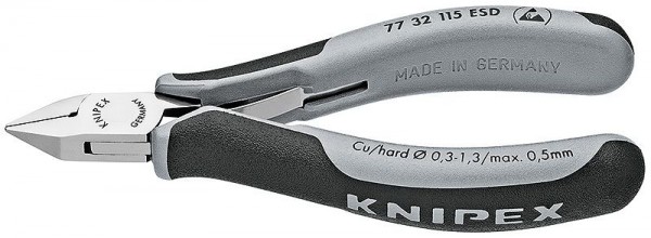 Knipex Elektronica-zijsnijtang ESD spiegelgepolijst met meer-componentengrepen 115 mm - 77 32 115 ESD